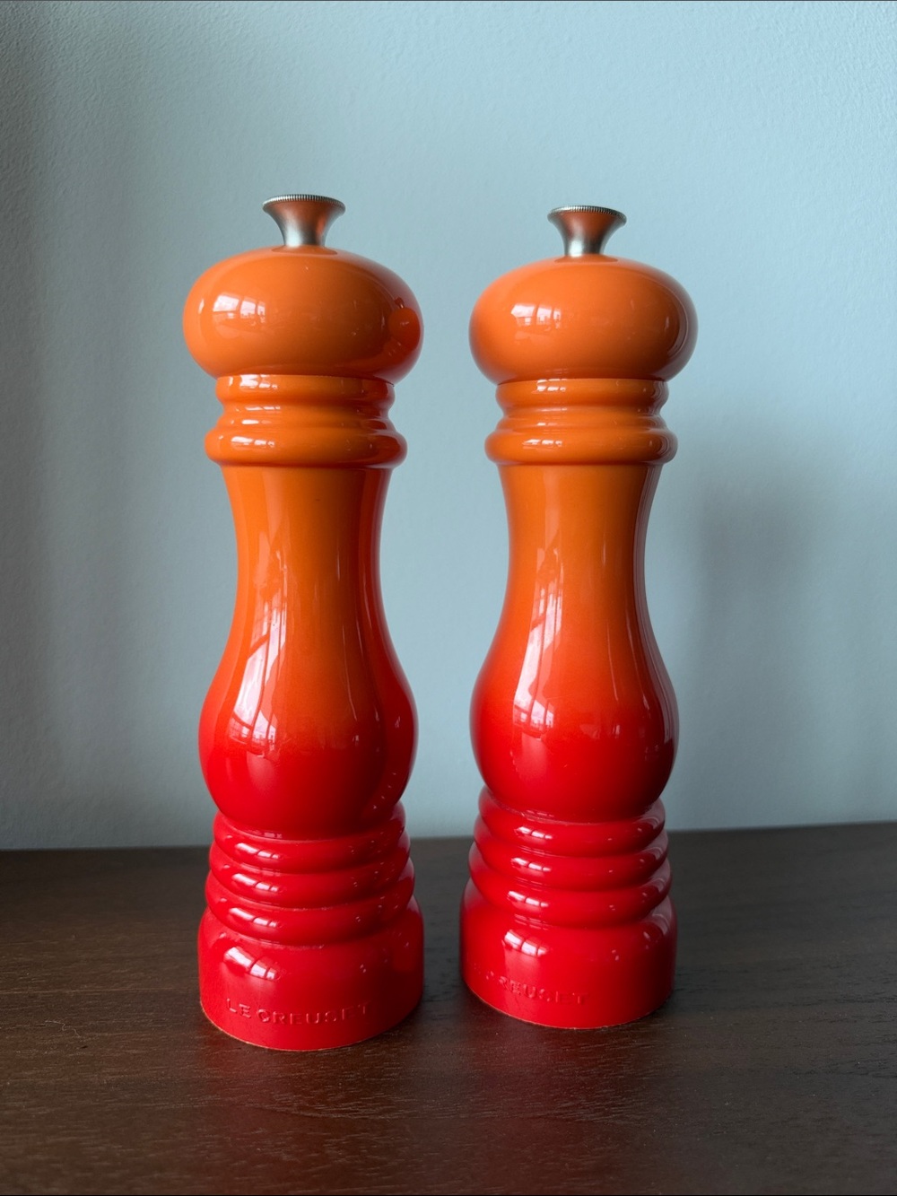 Le creuset salt and pepper shakers